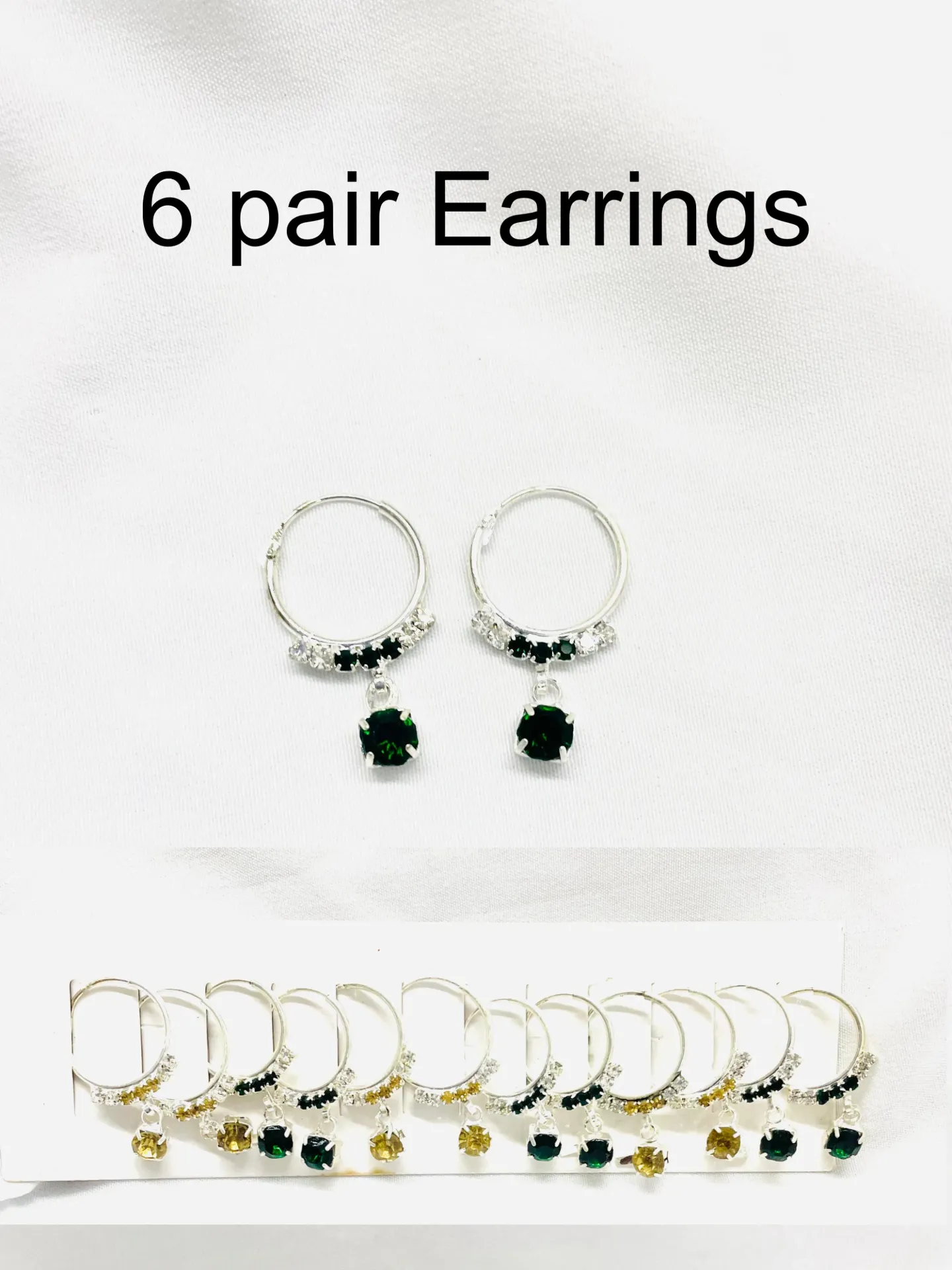 Emerald & Citrine Charm Hoop Earring Set (6-Pair Collection)