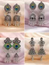 (Combo Of 4) Silver With Evil Eye Bracelet Freebie Cubic Zirconia Alloy Jhumki Earring