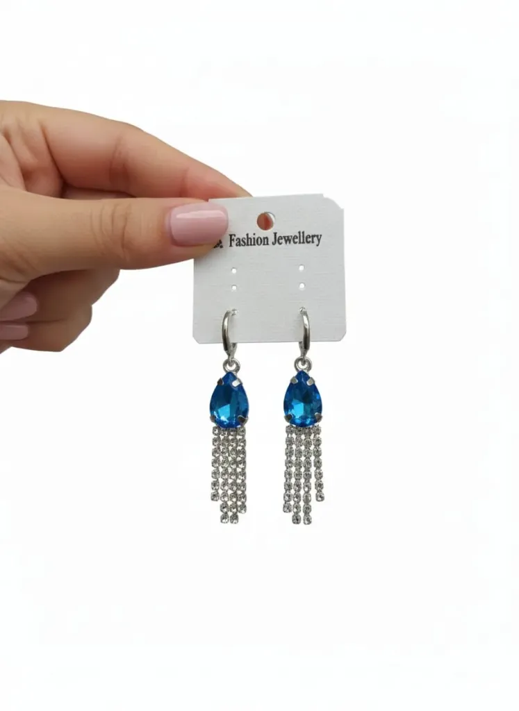 Blue Crystal Dangler Earrings